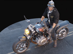 Biker on motorcycle 3D Model
