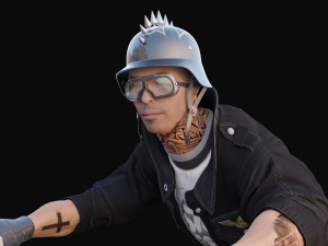 Biker on motorcycle 3D Model