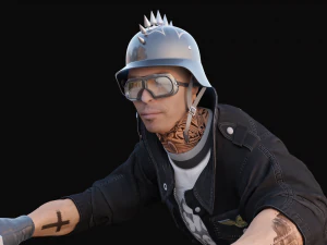 Biker on motorcycle 3D Model