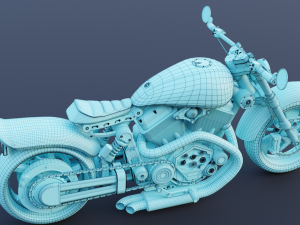 Biker on motorcycle 3D Model