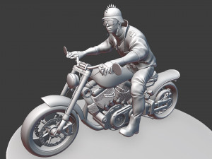 Biker on motorcycle 3D Model