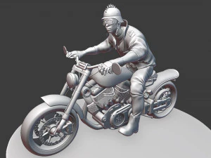 Biker on motorcycle 3D Model