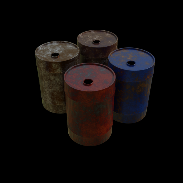 4 old barrels Modello 3D .c4d .max .obj .3ds .fbx .stl .blend 