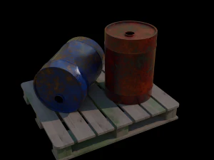 4 old barrels 3D Model