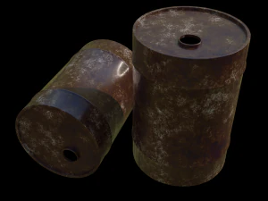 4 old barrels 3D Model