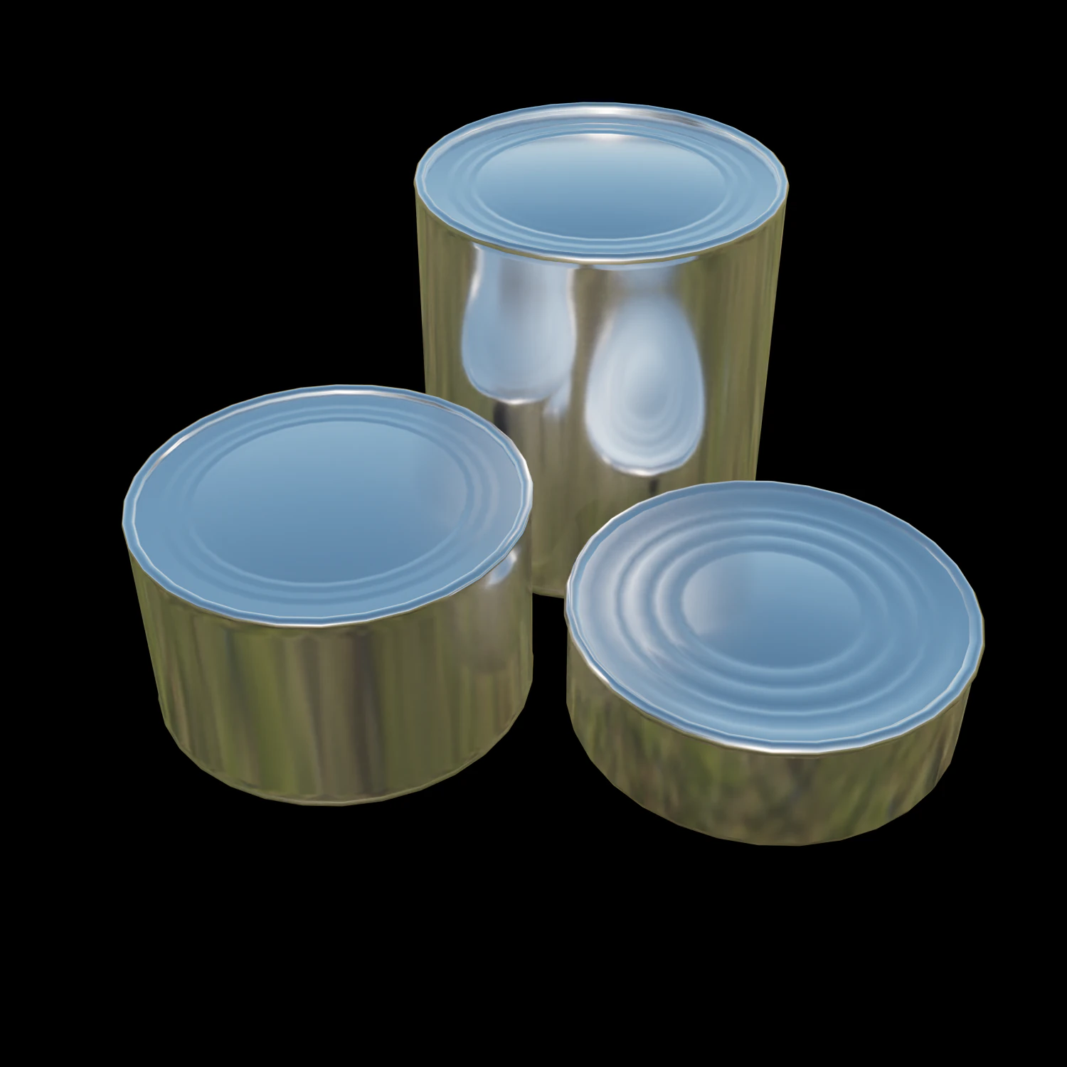 Three free cans 3D Model .c4d .max .obj .3ds .fbx .stl .blend 