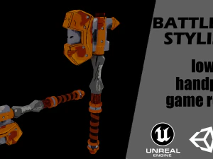 Battle ax handpaint lowpoly game ready 3D Model