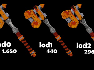 Battle ax handpaint lowpoly game ready 3D 모델