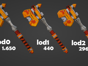 Battle ax handpaint lowpoly game ready 3D 모델