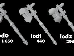 Battle ax handpaint lowpoly game ready 3D 모델