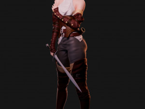 The girl with the sword 3D Model