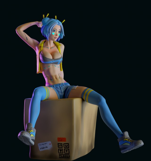 Girl Cyberpunk 3D 모델 .c4d .max .obj .3ds .fbx .stl .blend