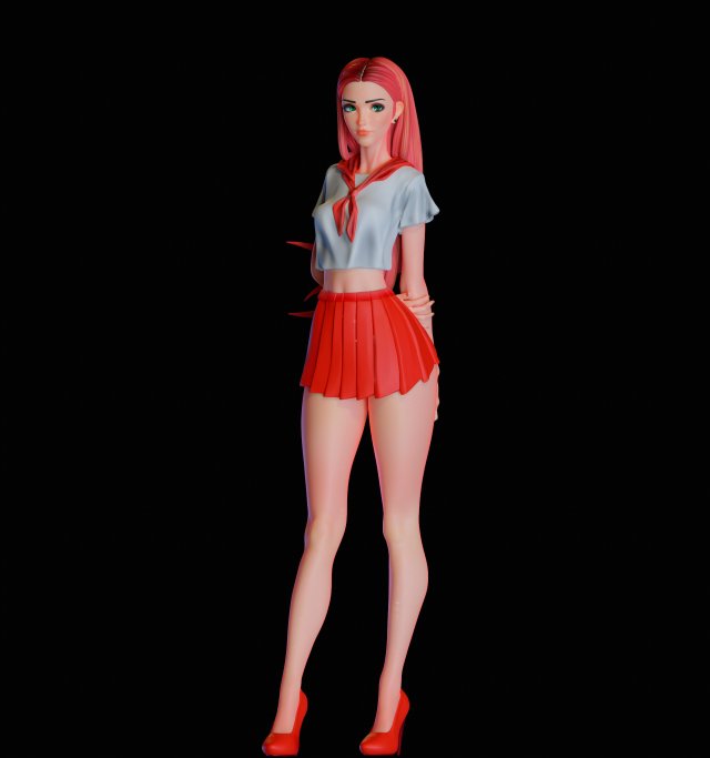 Girl schoolgirl 3D Модель .c4d .max .obj .3ds .fbx .stl .blend