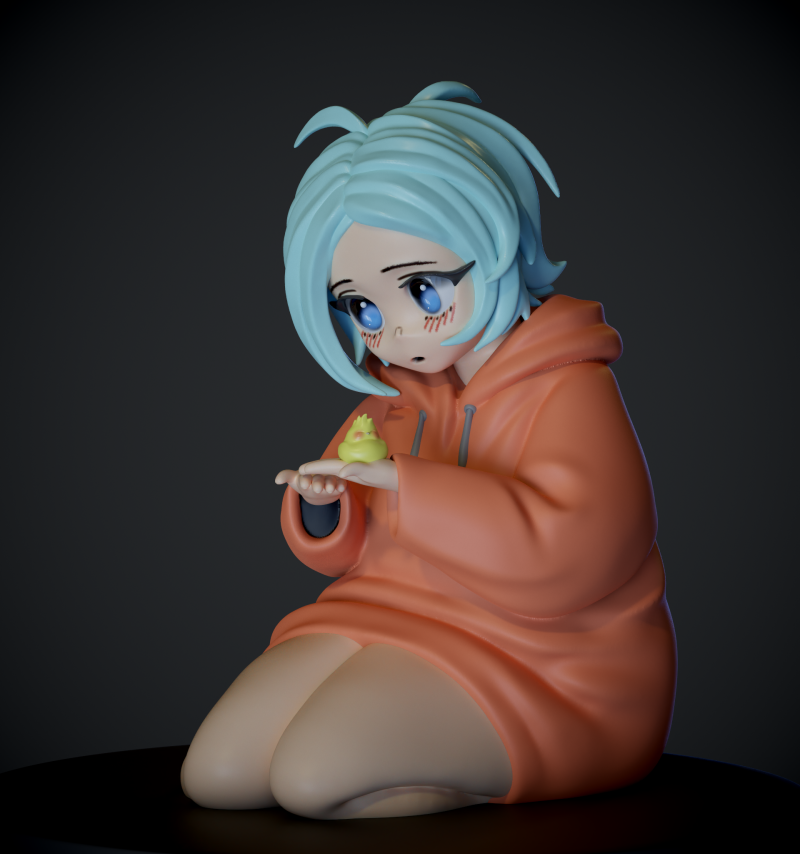 A girl with a baby bird 3D Druckmodell .c4d .max .obj .3ds .fbx .stl .blend 