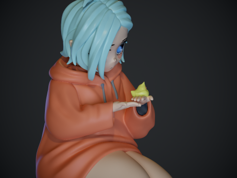 A girl with a baby bird 3D Druckmodell