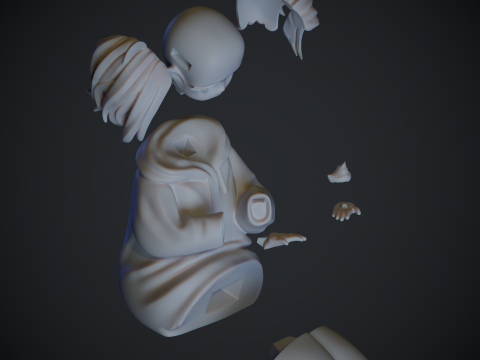 A girl with a baby bird 3D Druckmodell