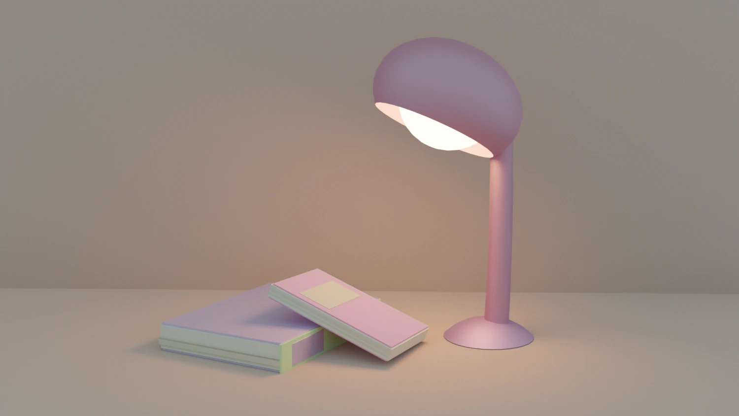 Books and lamp 3D Model .c4d .max .obj .3ds .fbx .stl .blend 