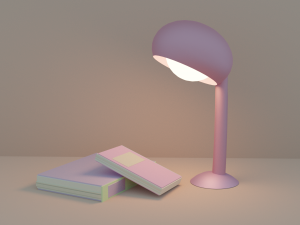 Books and lamp 3D Model
