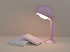 Buku dan lampu Model 3D