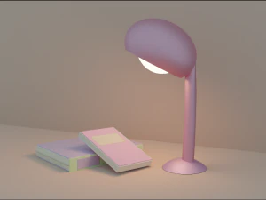 Books and lamp 3D Model