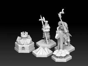 Hexagonal Base Game Pieces 3D Print Model