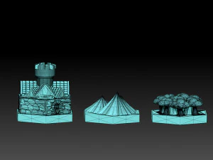 Hexagonal Base Game Pieces 3D Print Model
