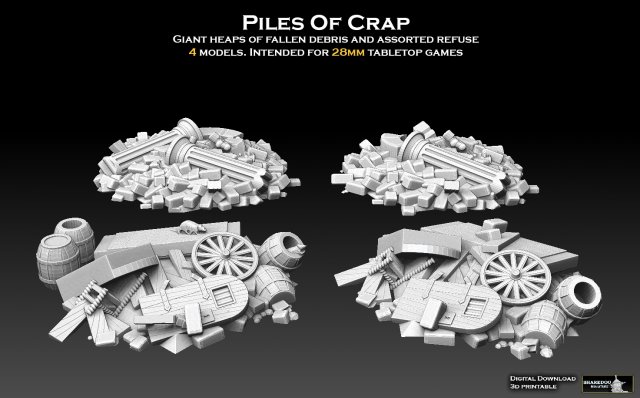Piles of Crap 3D Print Model .c4d .max .obj .3ds .fbx .stl .blend 