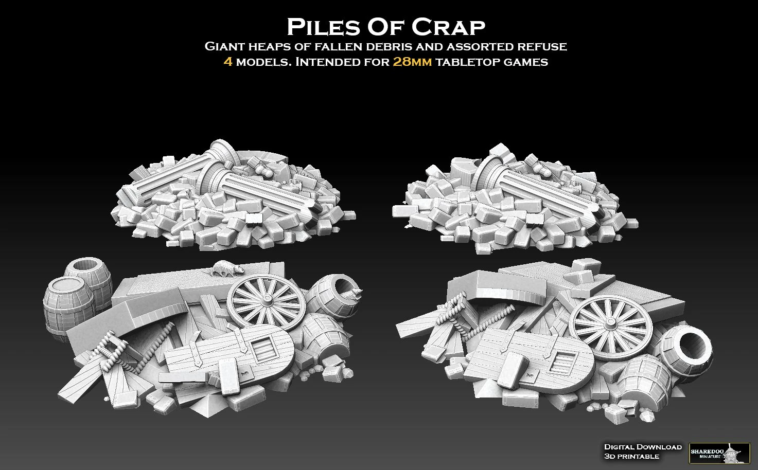 Piles of Crap 3D Print Model .c4d .max .obj .3ds .fbx .stl .blend 