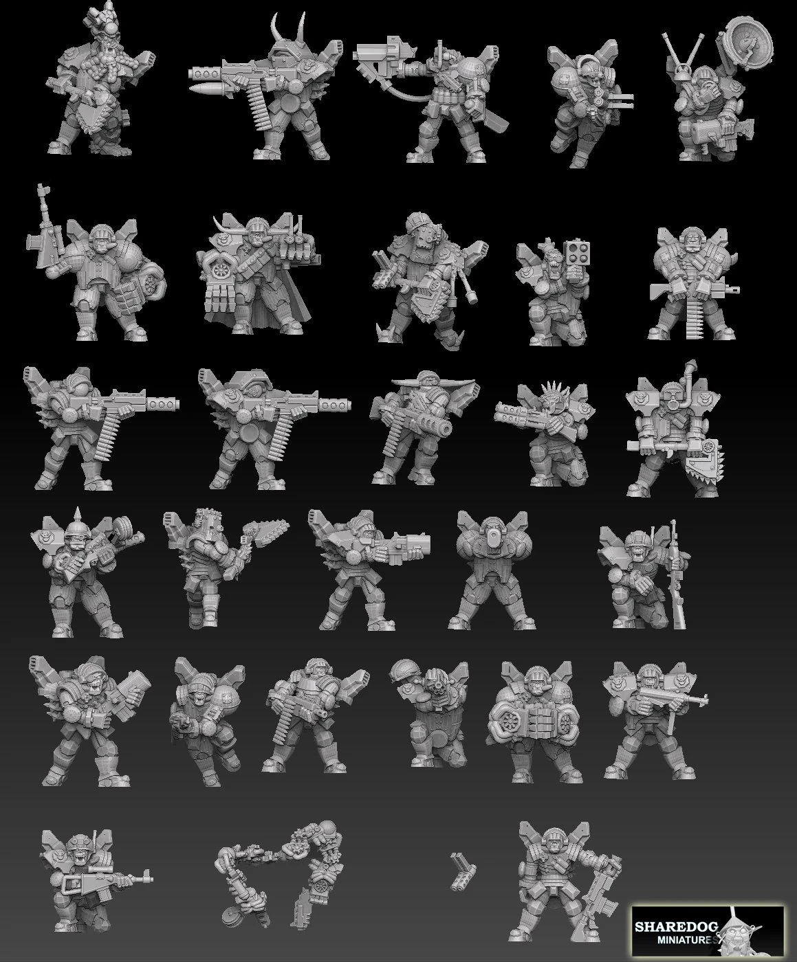 Ork Astroknight Megapack 3D Print Model .c4d .max .obj .3ds .fbx .stl .blend 