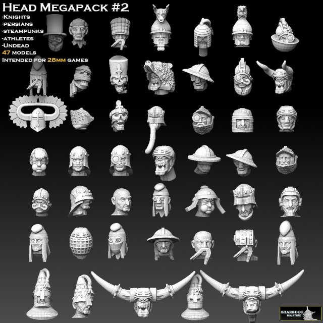 Head Megapack no 2 Modello di stampa 3D .c4d .max .obj .3ds .fbx .stl .blend 