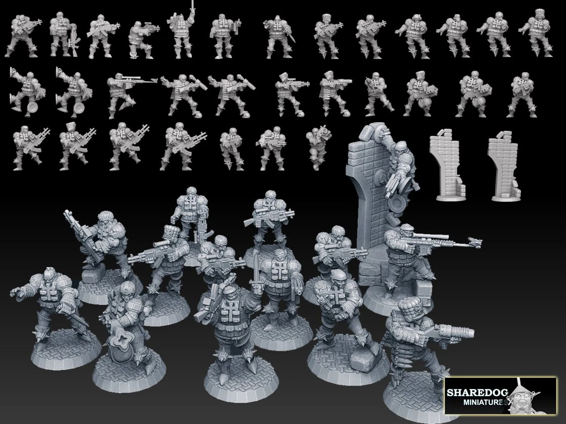 Combat Monks Cadre Megapack 3D Print Model .c4d .max .obj .3ds .fbx .stl .blend 