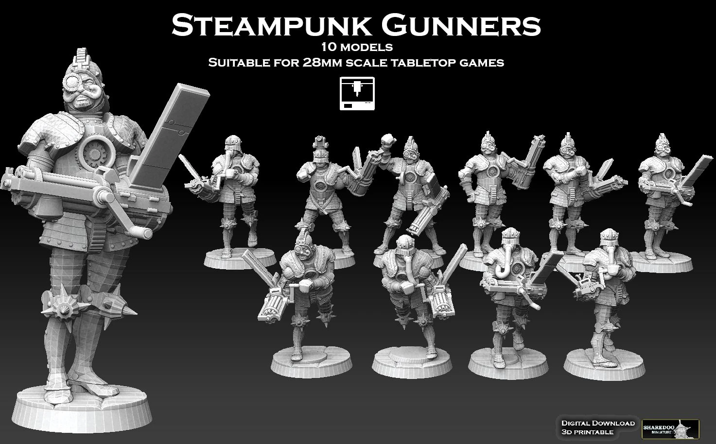 Steampunk Gonners 3D Print Model .c4d .max .obj .3ds .fbx .stl .blend 