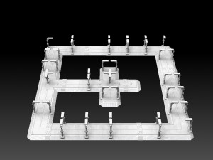 Modular Road Grid Streetlights And Crosswalks Model Cetak 3D