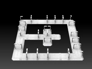 Modular Road Grid Streetlights And Crosswalks 3D Print Model