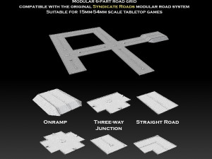 Modular Road Grid Low Roads Addon 3D Print Model