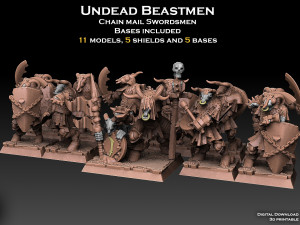 Undead Beastmen Chain Mail Swordsmen 3D Print Model