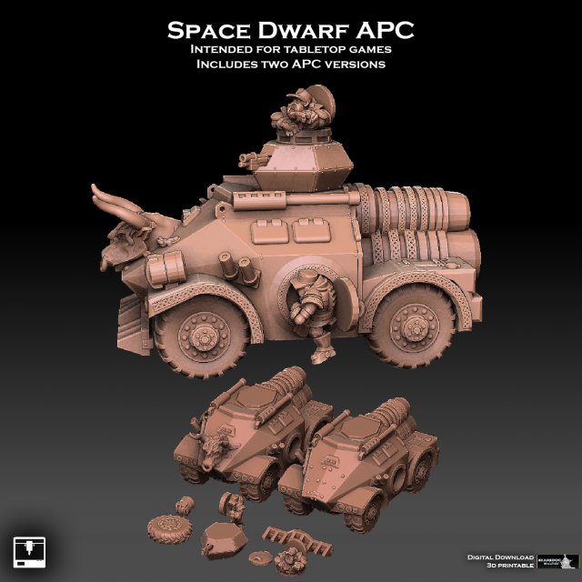 Space Dwarf Rocket APC 3D प्रिंट मॉडल .c4d .max .obj .3ds .fbx .stl .blend 