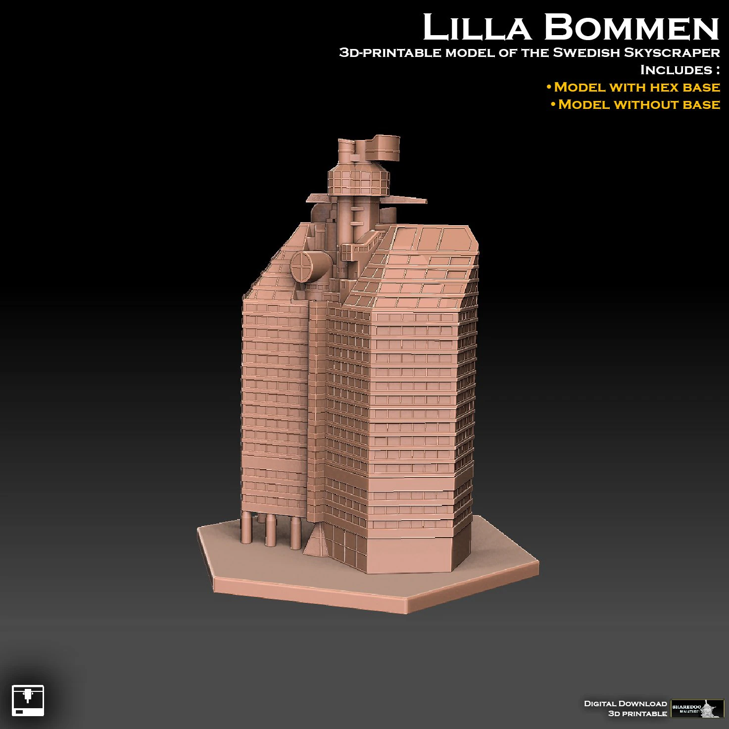 Lilla Bommen Swedish Skyscraper 3D Print Model .c4d .max .obj .3ds .fbx .stl .blend 