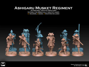 R&eacute;giment de mousquets Ashigaru Modèles 3D en vedette