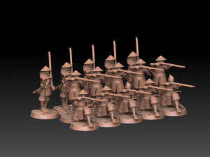 Ashigaru Musket Regiment 3D Print Model