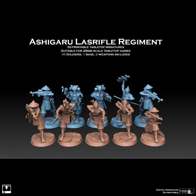 Ashigaru Lasrifle Regiment Model do druku 3D .c4d .max .obj .3ds .fbx .stl .blend 
