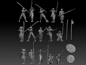 Ashigaru Naginata Regiment 3D Print Model