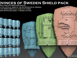 Provinces of Sweden Shield Pack 3D Print Model