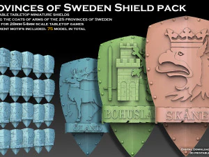 Набор щитов провинций Швеции 3D Принт Модель