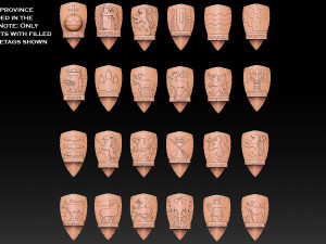 Provinces of Sweden Shield Pack Model Cetak 3D