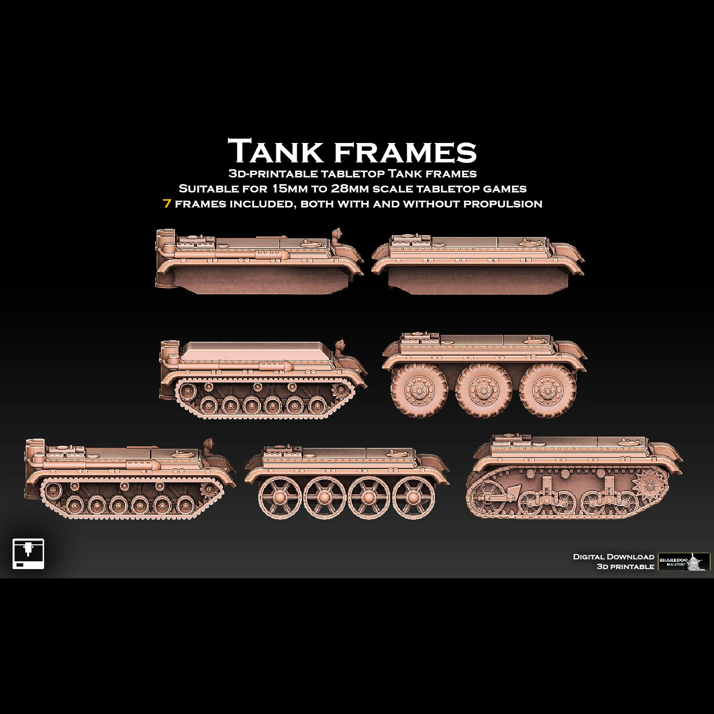 Tank Frames 3D Print Model .c4d .max .obj .3ds .fbx .stl .blend 