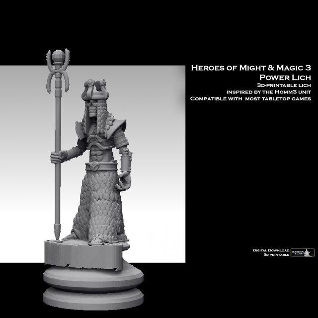Heroes of Might and Magic 3 Power Lich Modèles 3D en vedette .c4d .max .obj .3ds .fbx .stl .blend 