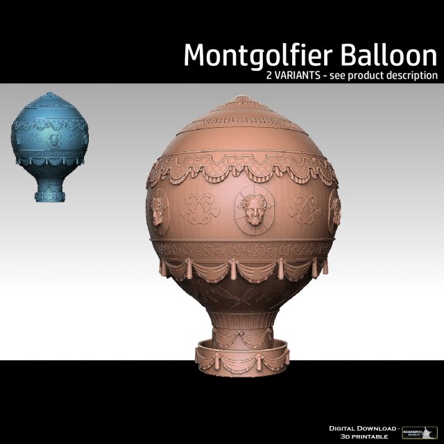 Montgolfier Balloon 3D 프린트 모델 .c4d .max .obj .3ds .fbx .stl .blend 