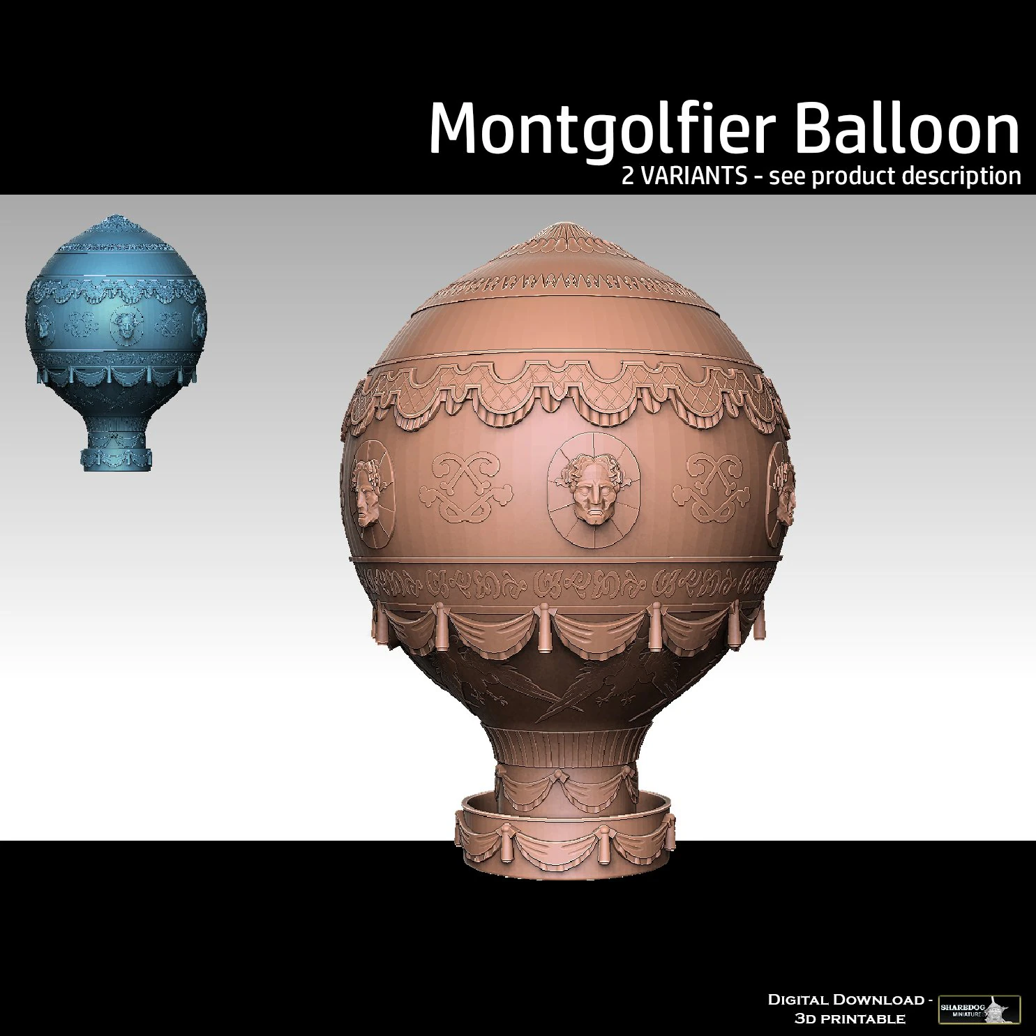 Montgolfier Balloon 3D Print Model .c4d .max .obj .3ds .fbx .stl .blend