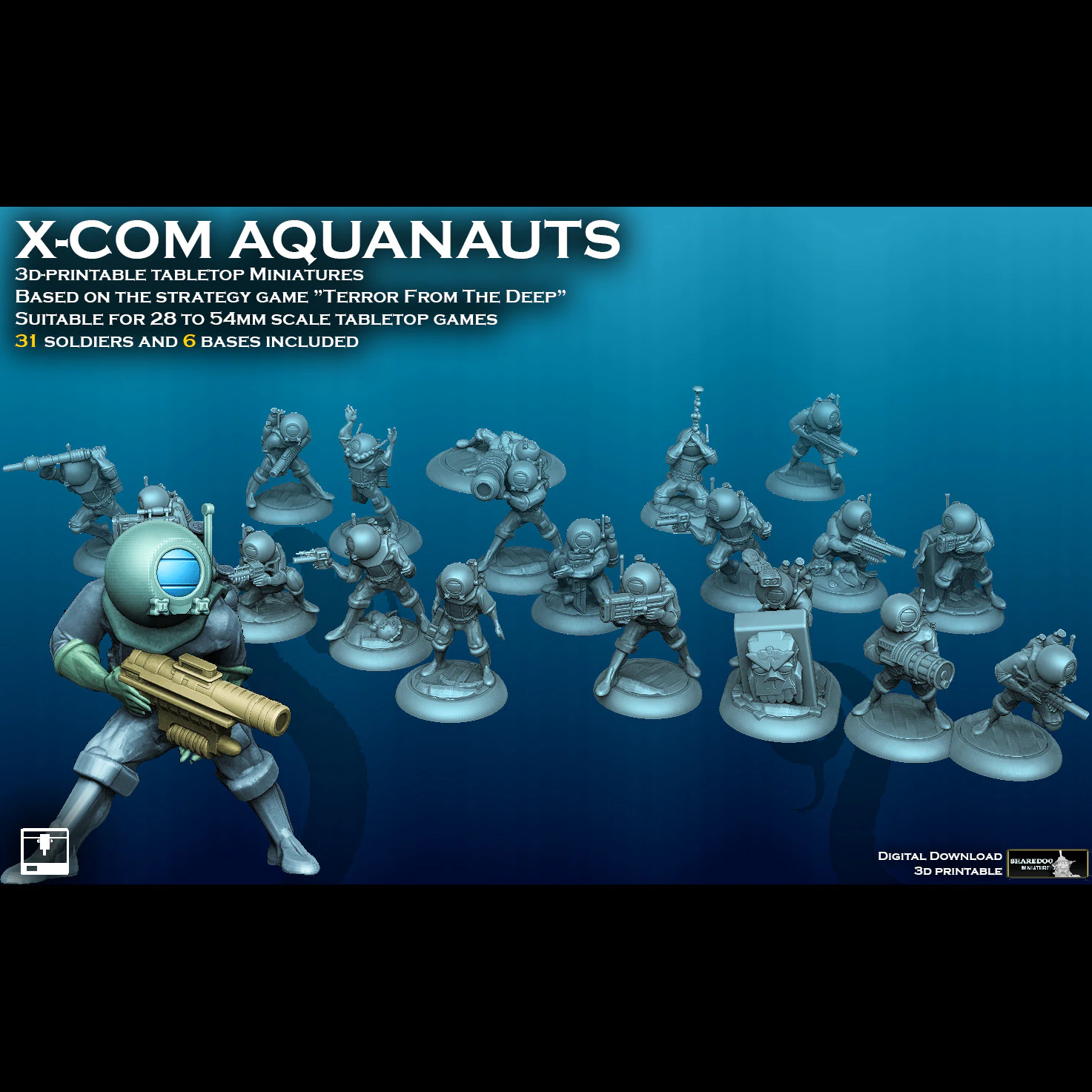 XCOM Terror From The Deep Aquanauts 3D Print Model .c4d .max .obj .3ds .fbx .stl .blend 